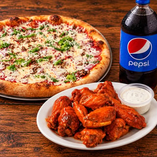 14" Pizza, 8 Wings & 2-Liter Combo
