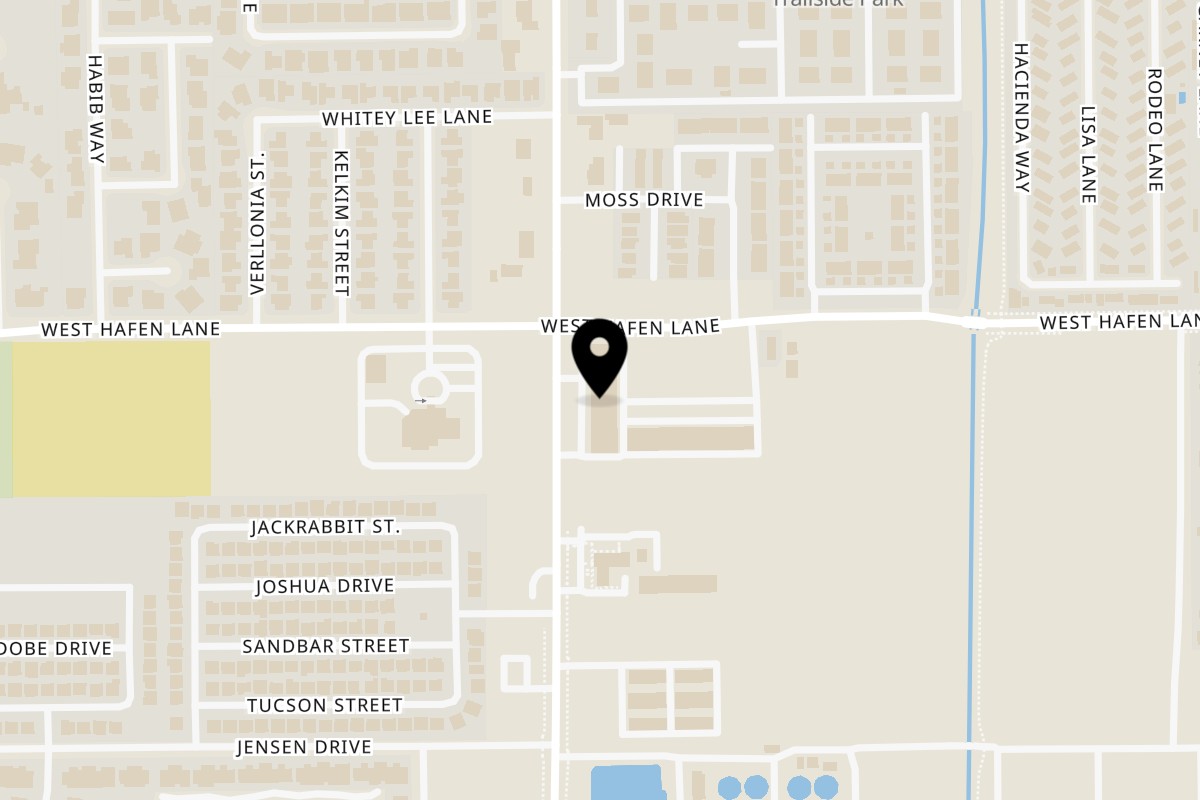 Map showing the location of di' Bella Pizza on 432 Riverside Rd in Mesquite